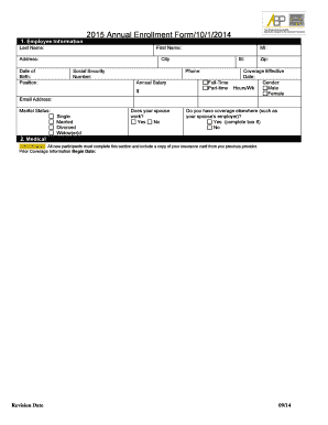 2015 Annual Enrollment Form