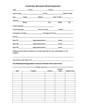 Minnesota Athlete Registration Form