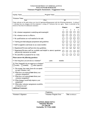 Texas Volunteer Program Assessment Form