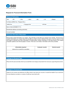 Request for Personal Information Form