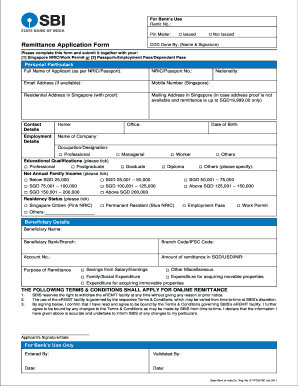 Singapore Remittance Application Form