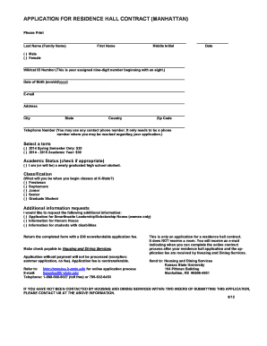 Application for Residence Hall Contract