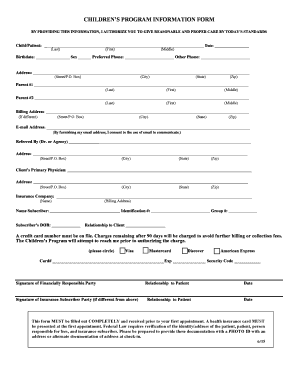 Children's Program Registration Packet