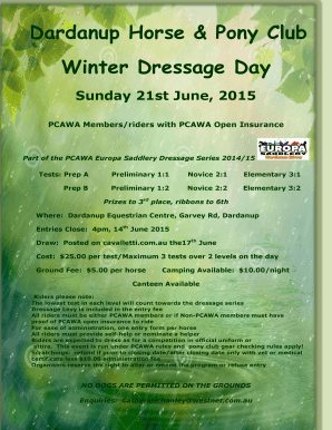 Dardanup Horse Pony Club Winter Dressage Day