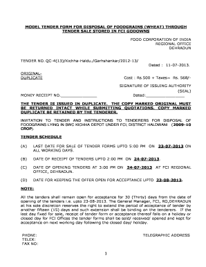 Private settlement form - TENDER SALE STORED IN FCI GODOWNS - fci gov