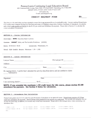 Pennsylvania CLE Credit Request Form