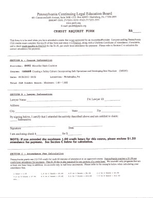 Pennsylvania CLE Credit Request Form