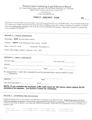 Pennsylvania CLE Credit Request Form