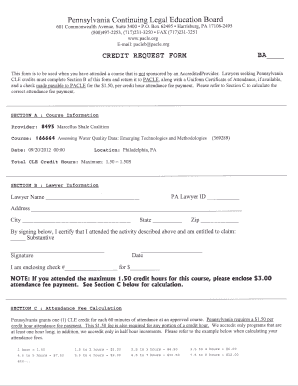 Pennsylvania CLE Credit Request Form