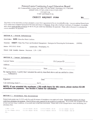 Pennsylvania CLE Credit Request Form
