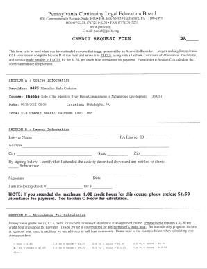 Pennsylvania CLE Credit Request Form