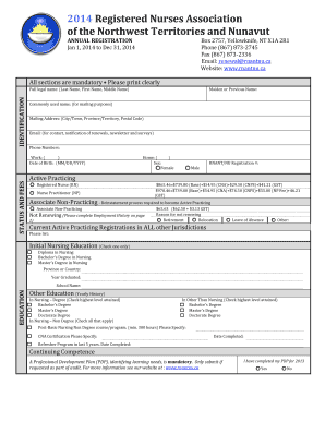 2014 Registered Nurses Association Renewal Form