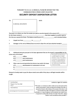 Security Deposit Disposition Letter