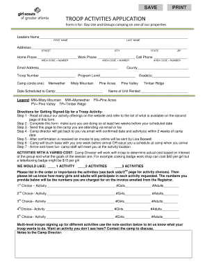Girl Scouts Troop Activities Application