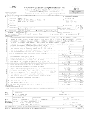 Form 990 Return of Organization Exempt From Income Tax 2011