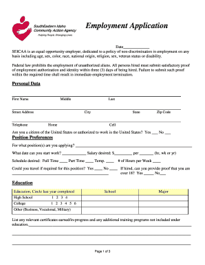 Employment Application Form