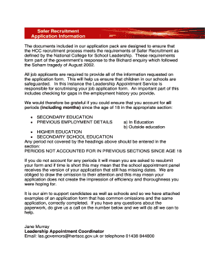 Safer Recruitment Application Form