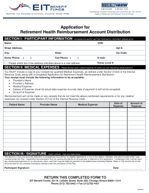 Retirement Health Reimbursement Account Distribution Application