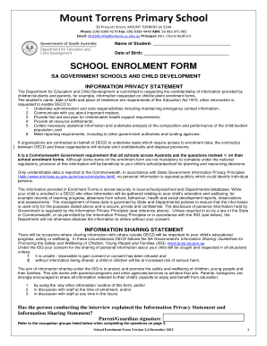 South Australia School Enrolment Form
