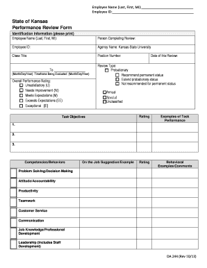 Kansas State University Performance Review Form