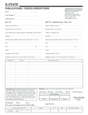 K-State Research and Extension Publications Order Form