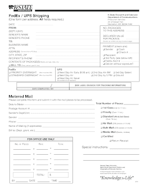 K-State Research and Extension Shipping Form