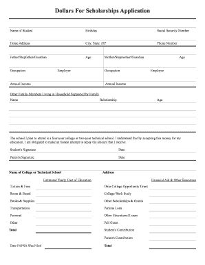Dollars For Scholarships Application