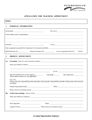 Application for Teaching Appointment