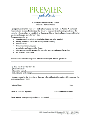 Consent for Treatment of a Minor Without a Parent Present