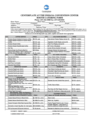 Centerplate Booth Catering Form