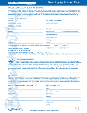 Teaching Application Form