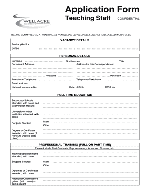 Teaching Staff Application Form