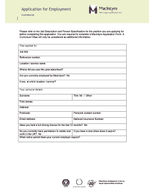 MacIntyre Application Form
