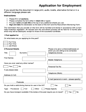 Application for Employment