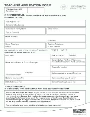 Teaching Application Form