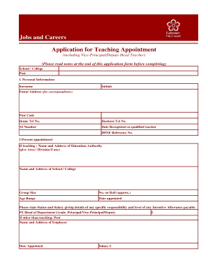 Application for Teaching Appointment