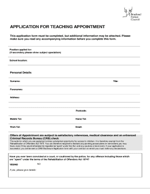 Application for Teaching Appointment