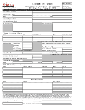 Friends Business Source Credit Application