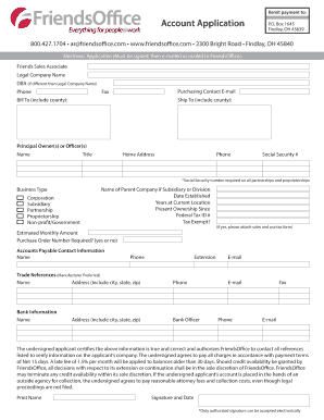 FriendsOffice Account Application Form