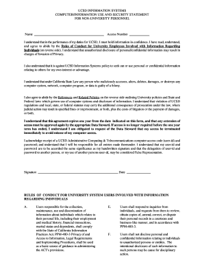 UCSD Computer Use and Security Agreement