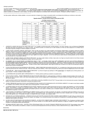 Formulario de solicitud de comidas escolares