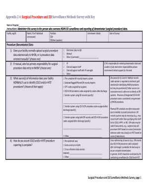 Surgical Procedure and SSI Surveillance Methods Survey