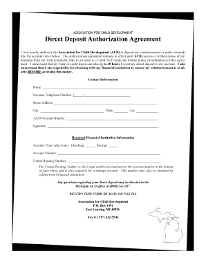 Direct Deposit Authorization Agreement