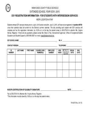 Miami-Dade County Extended School Year Registration
