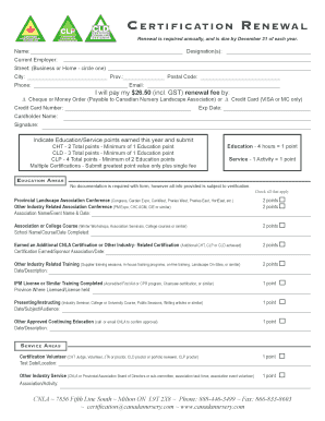 Canadian Nursery Landscape Association Certification Renewal