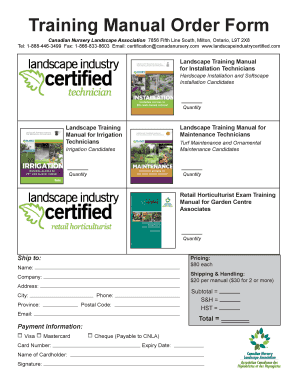 Landscape Training Manual Order Form