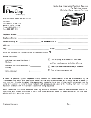Individual Insurance Premium Reimbursement Form