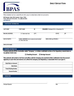 Direct Deposit Form