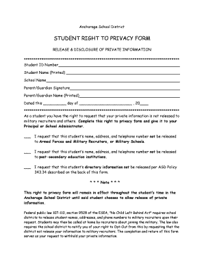 Student Right to Privacy Form