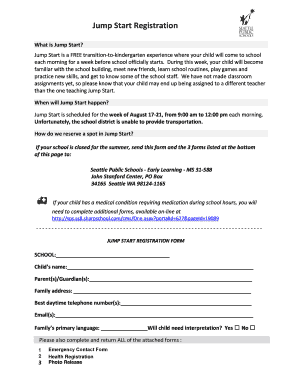 Jump Start Registration Form
